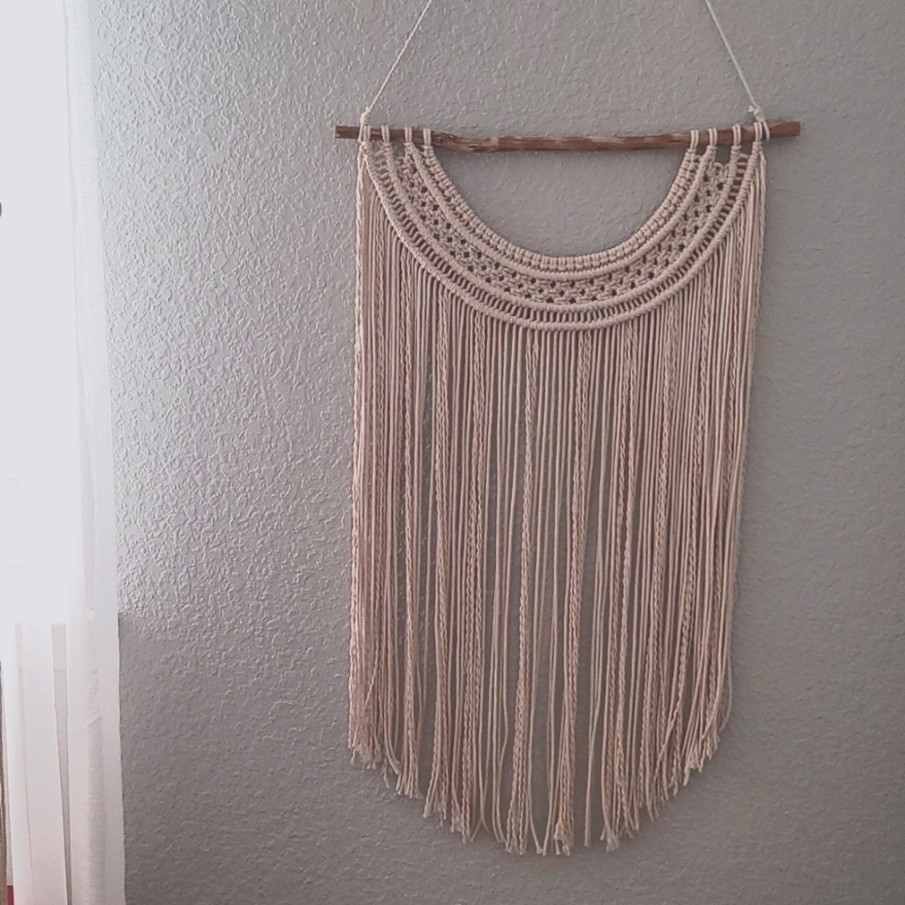 Handcrafted Macrame Wall Hanging Real Oak Natural Boho Catcher and Cord OS